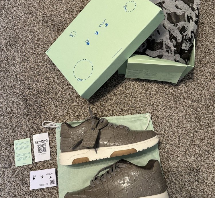 Us 11 Off-white Out Of Office Crocodile Print Specials Grey