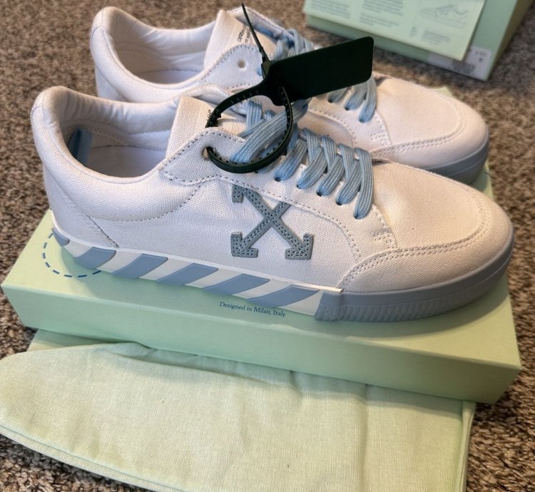 Us 8 Off-white Vulcanized Low Canvas White Light Blue