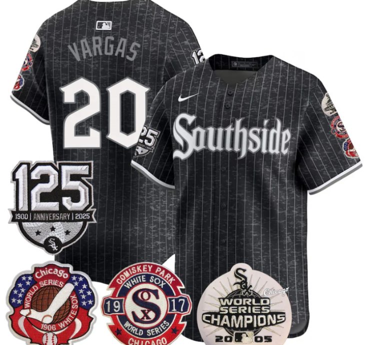 Miguel Vargas Jersey 20 Chicago White Sox 125th Anniversary World Series Champions City Connect