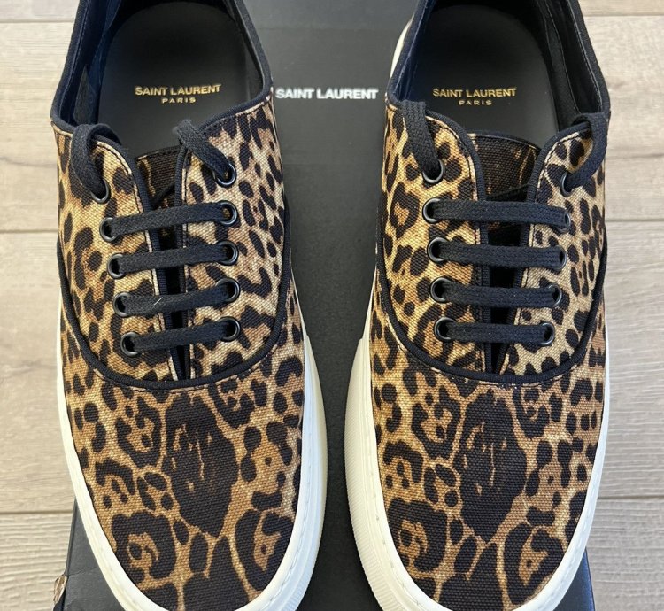 Ysl Saint Laurent Venice Sneaker Leopard Print Canvas 43
