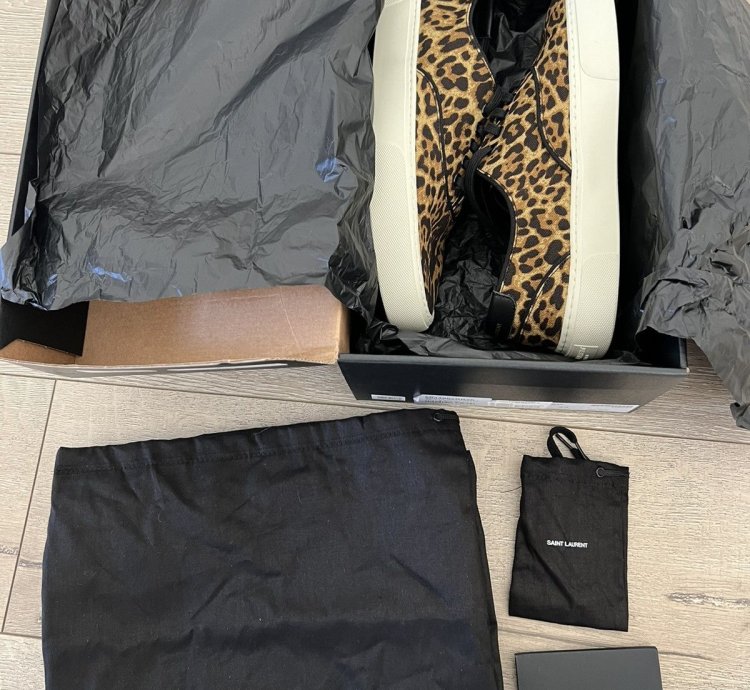 Ysl Saint Laurent Venice Sneaker Leopard Print Canvas 43