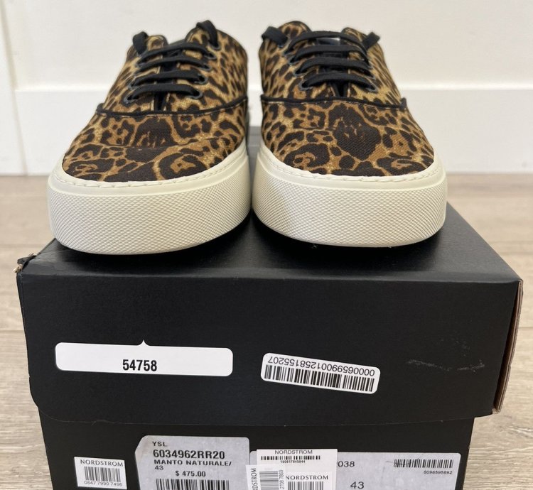 Ysl Saint Laurent Venice Sneaker Leopard Print Canvas 43