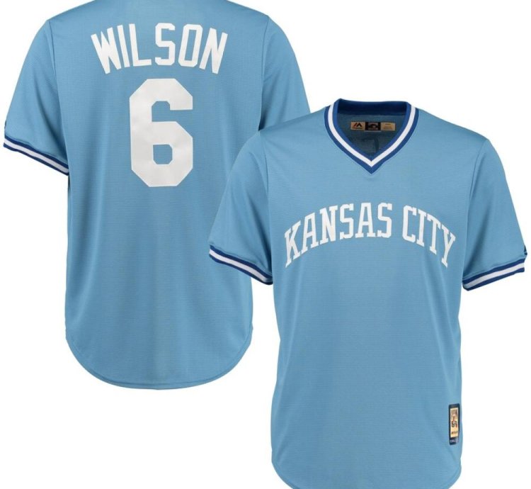 Kansas City Royals Willie Wilson Blue Throwback Pullover Jersey