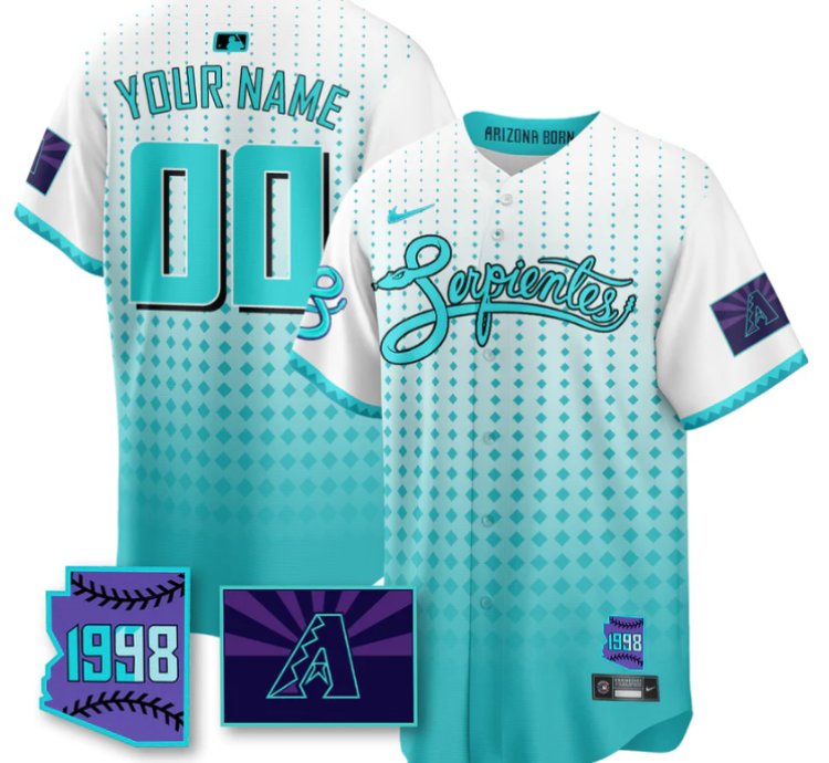 Custom Arizona Diamondbacks Jersey Purple For Second serpientes City Connect Stitched White
