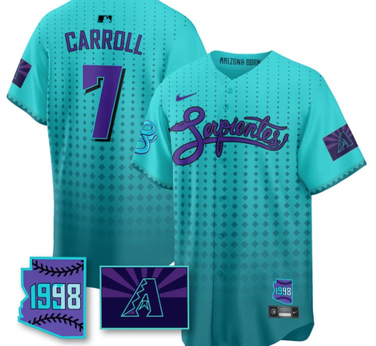 Corbin Carroll Jersey 7 Arizona Diamondbacks Serpientes City Connect Stitched Teal