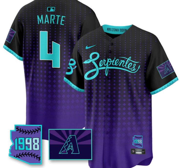 Ketel Marte Jersey 4 Arizona Diamondbacks Serpientes City Connect Stitched Black Purple