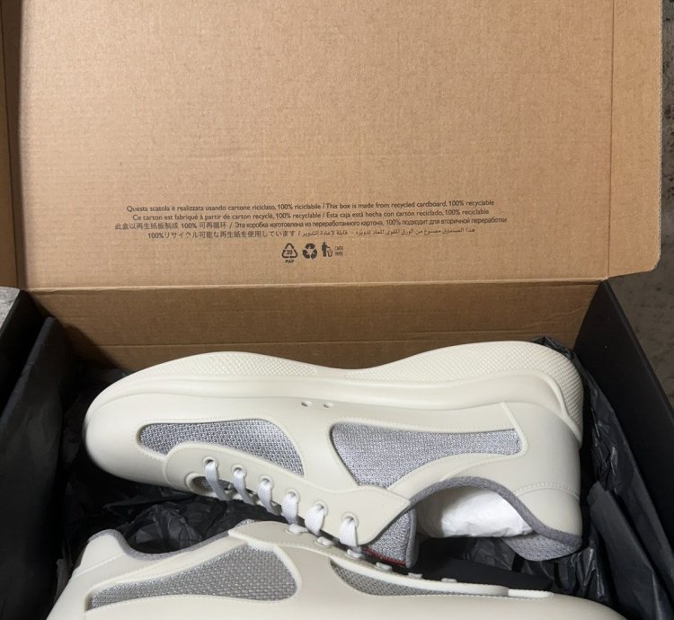 new Prada American Cup Sneaker White Silver