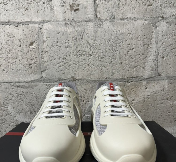 new Prada American Cup Sneaker White Silver