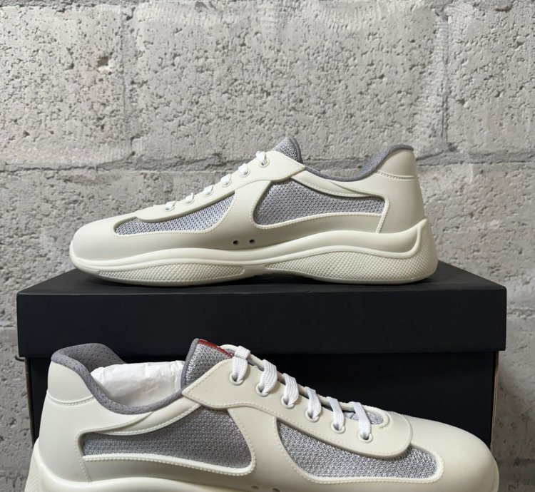 new Prada American Cup Sneaker White Silver