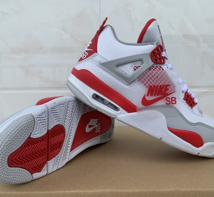 Nike Sb X Jordan 4 Varsity White Fire Red