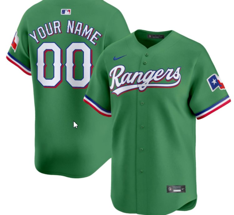 Custom Texas Rangers Jersey Name And Number Green All Stitched
