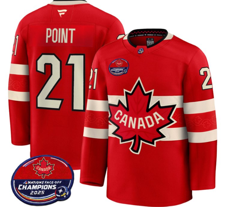 Men Brayden Point Jersey 21 Canada 4 Nations Face-off 2025 Champions V2 Red