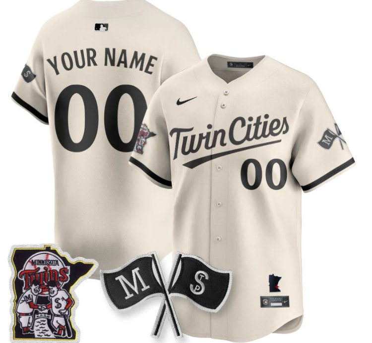 Custom Minnesota Twins Jersey Name And Number Alternate Limited Stitched Cream