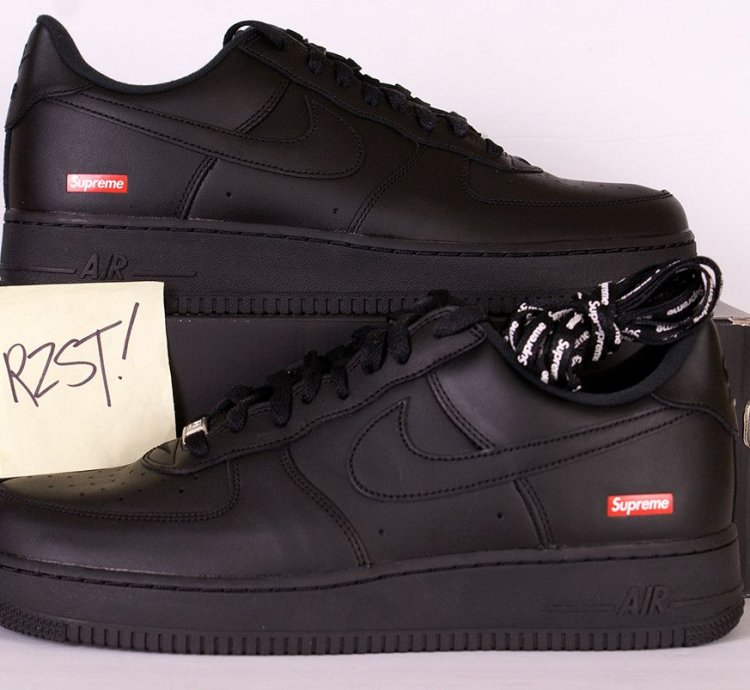 2021 Supreme Nike Air Force 1 Low Black Red Box Logo