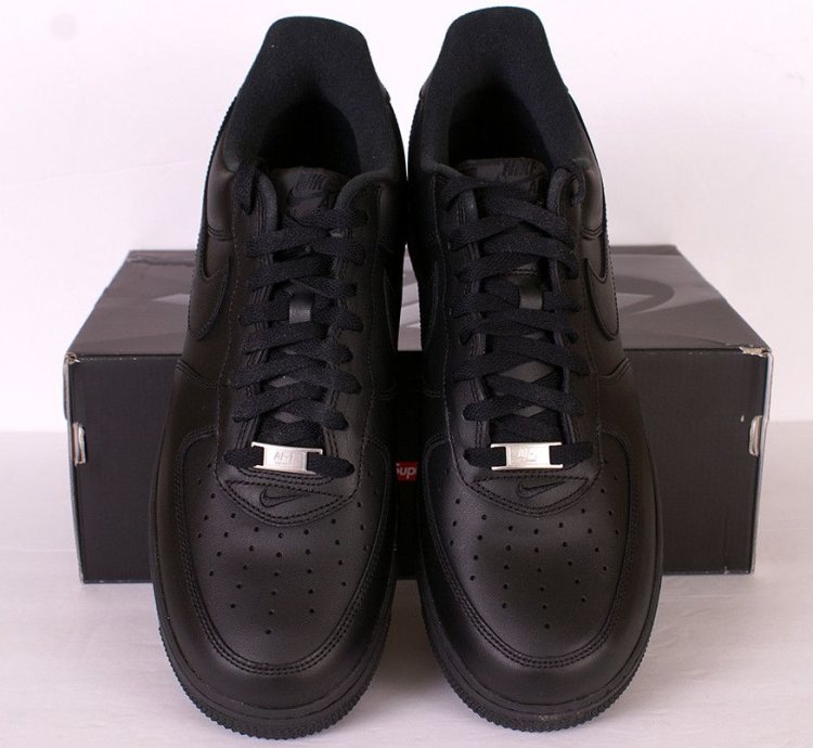 2021 Supreme Nike Air Force 1 Low Black Red Box Logo