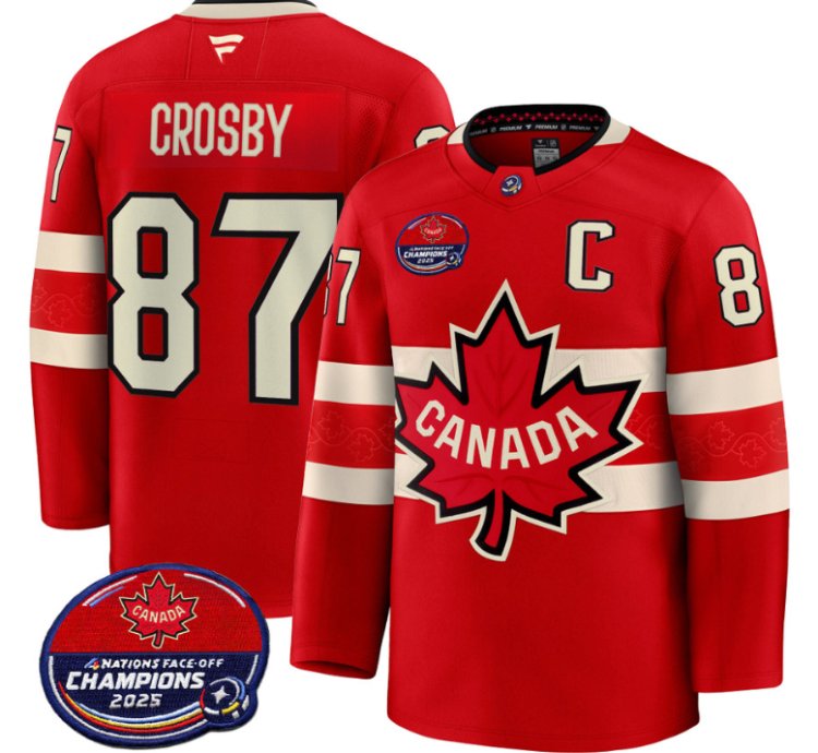 Men Sidney Crosby Jersey 87 Canada 4 Nations Face-off 2025 Champions V2 Red