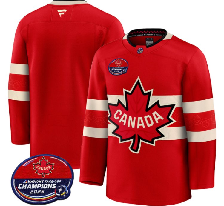 Men Team Jersey Canada 4 Nations Face-off 2025 Champions V2 Red