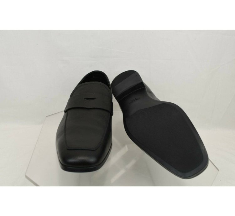 2dc127 Black Saffiano Leather Logo Penny Loafers 11 Us 12