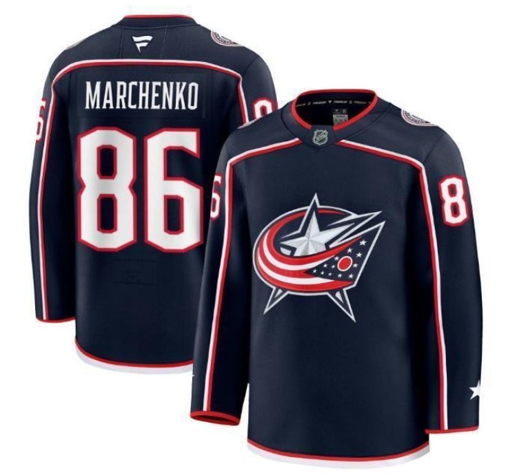 Mens Kirill Marchenko Jersey 86 Columbus Blue Jackets Navy All Stitched