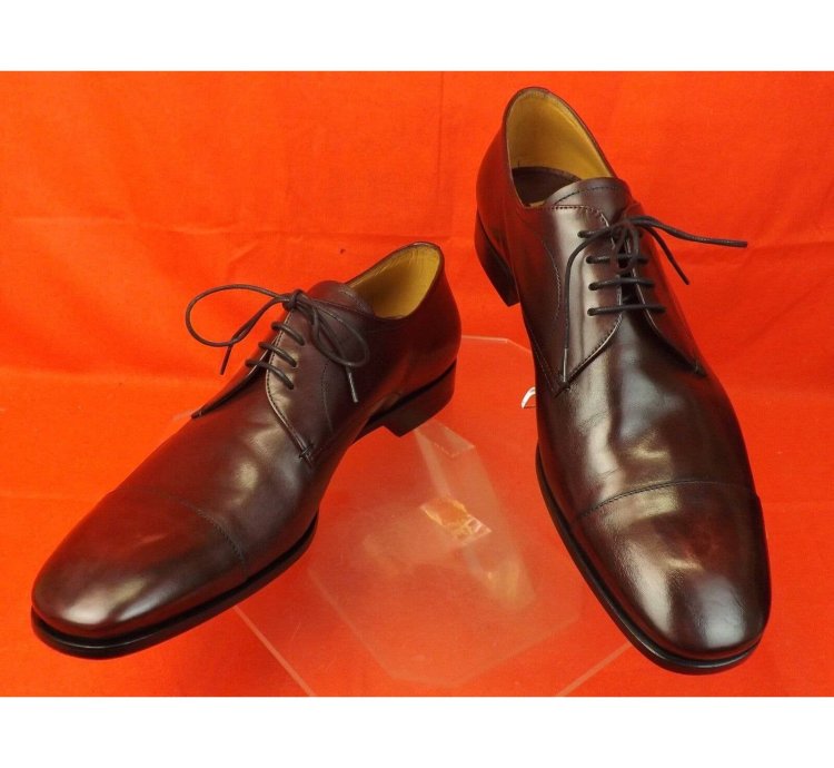 2eb032 Burgundy Burnished Leather Classic Oxfords 11 Us 12