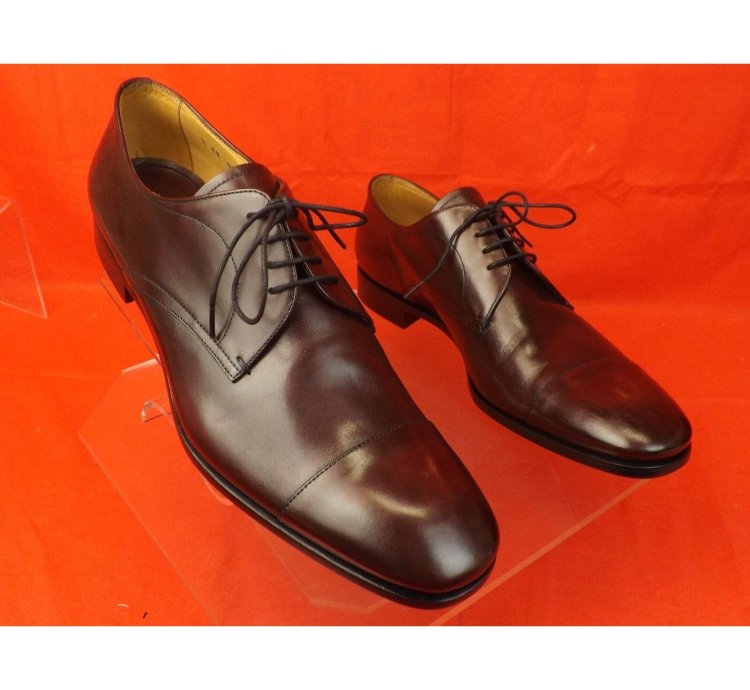2eb032 Burgundy Burnished Leather Classic Oxfords 11 Us 12