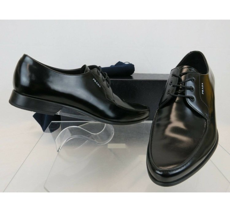 2ec124 Black Polished Leather Pointed Toe Logo Oxfords 12