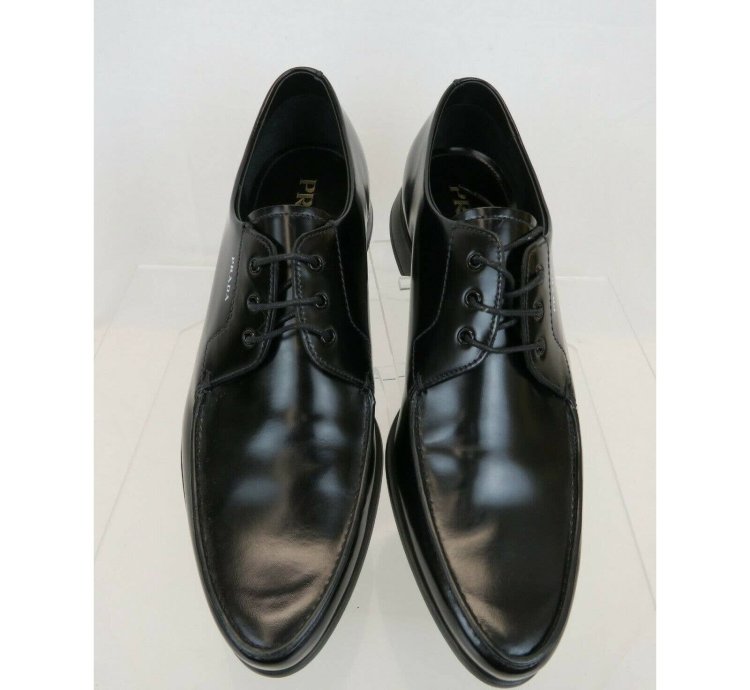 2ec124 Black Polished Leather Pointed Toe Logo Oxfords 12