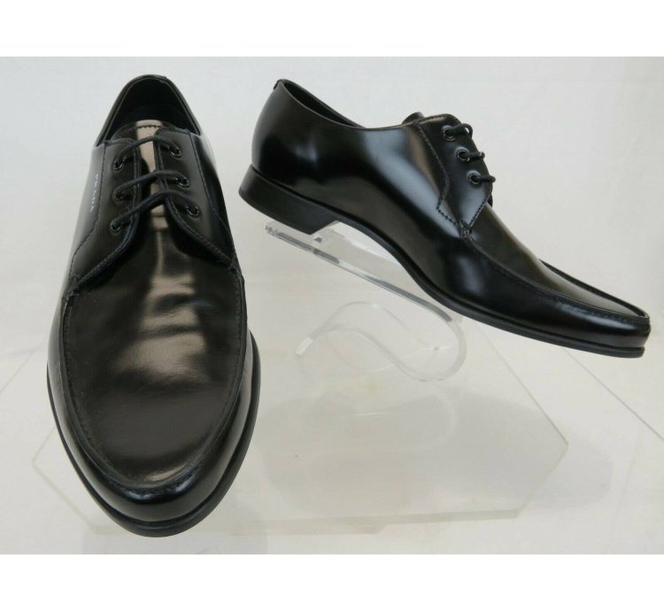 2ec124 Black Polished Leather Pointed Toe Logo Oxfords 12