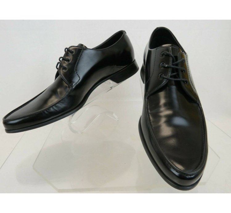 2ec124 Black Polished Leather Pointed Toe Logo Oxfords 12