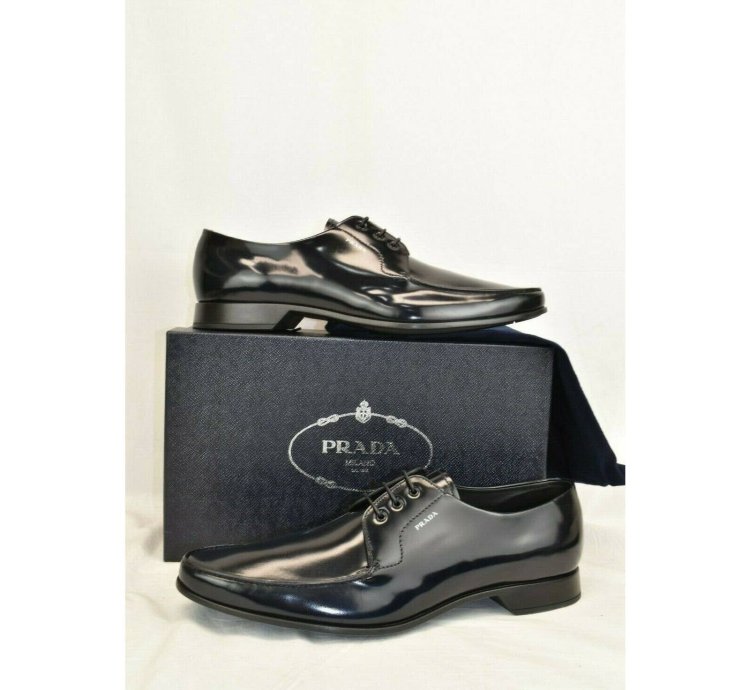 2ec124 Dark Navy Blue Polished Leather Logo Oxfords 10