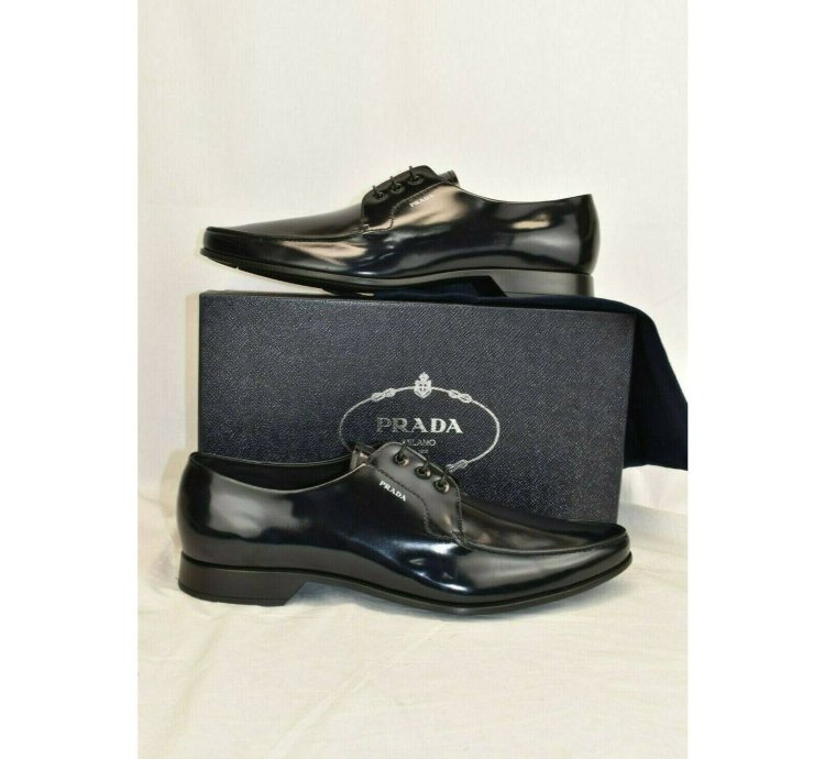 2ec124 Dark Navy Blue Polished Leather Logo Oxfords 10