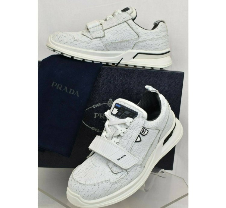 2eg266 White Leather Strap Platform Logo Sneakers 7 5