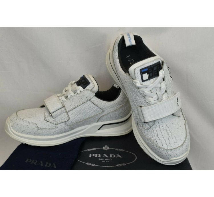 2eg266 White Leather Strap Platform Logo Sneakers 7 5