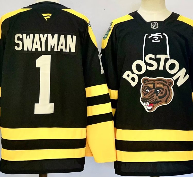 Mens Jeremy Swayman Jersey 1 Boston Bruins 2023 Winter Classic Stitched