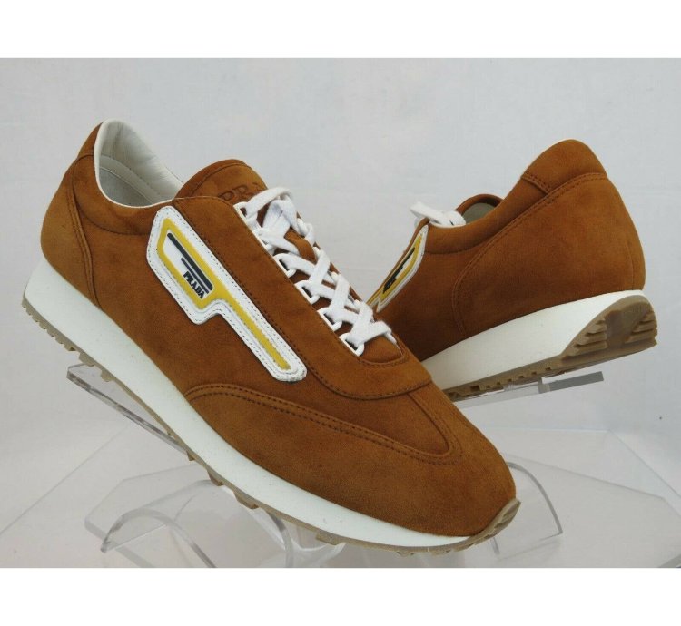 2eg286 Camel Suede Stripe Logo Low Sneakers 12 Us 13 Italy