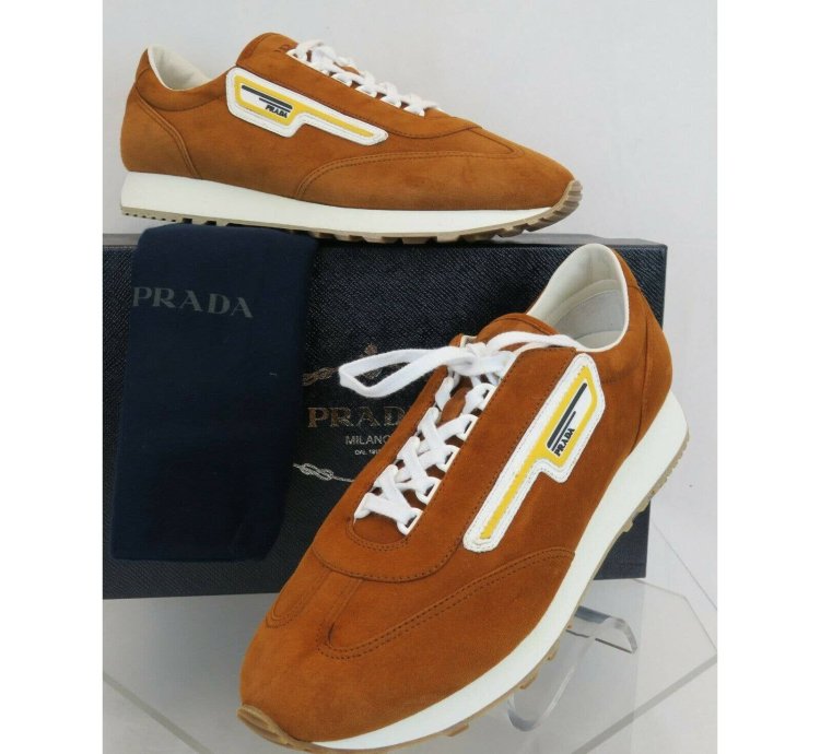 2eg286 Camel Suede Stripe Logo Low Sneakers 12 Us 13 Italy