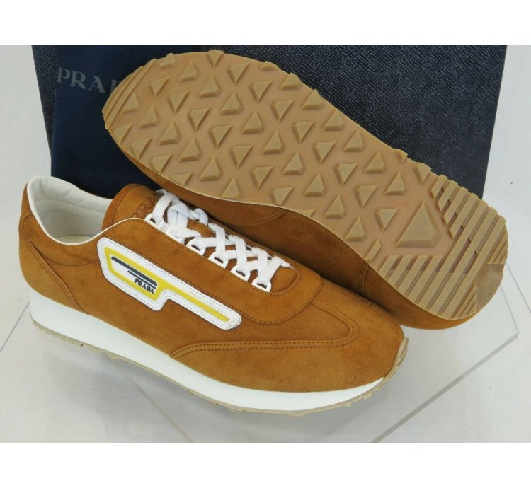 2eg286 Camel Suede Stripe Logo Low Sneakers 12 Us 13 Italy