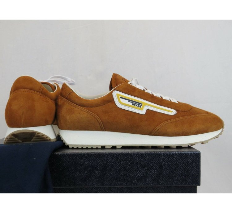 2eg286 Camel Suede Stripe Logo Low Sneakers 12 Us 13 Italy