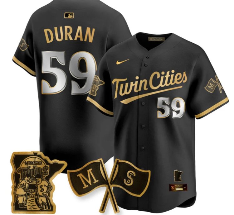 Jhoan Duran Jersey 59 Minnesota Twins Alternate Limited Stitched Black Gold