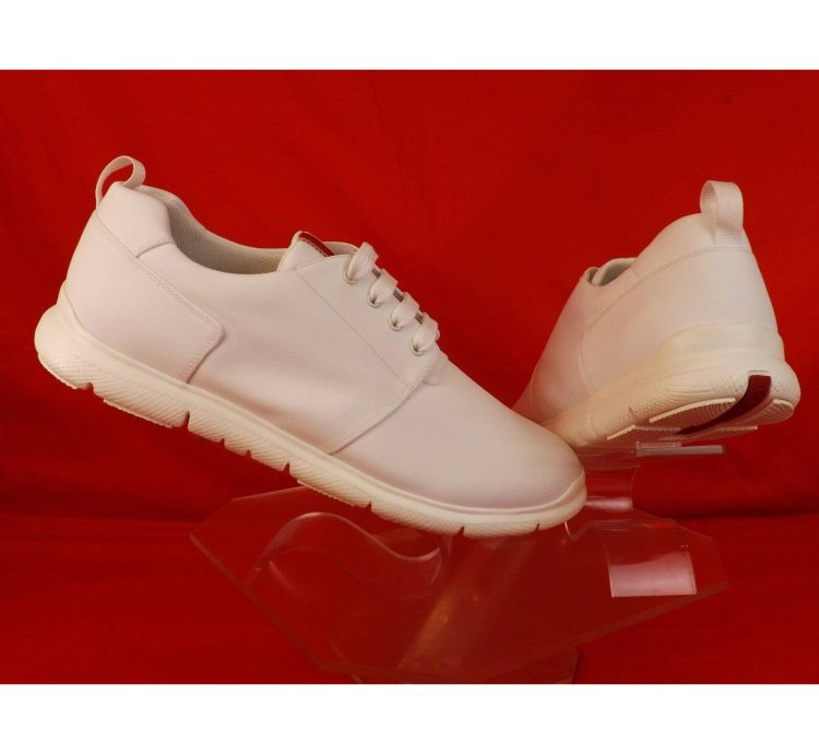 4e3055 White Bianco Canvas Lace Up Logo Sneakers 11