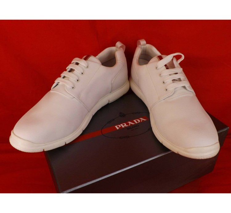 4e3055 White Bianco Canvas Lace Up Logo Sneakers 11
