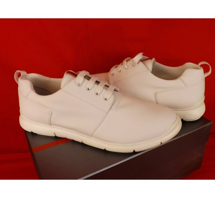 4e3055 White Bianco Canvas Lace Up Logo Sneakers 11