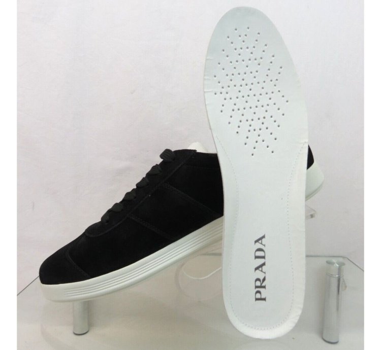 4e3466 Black Suede White Leather Logo Low Sneakers 11 Us 12