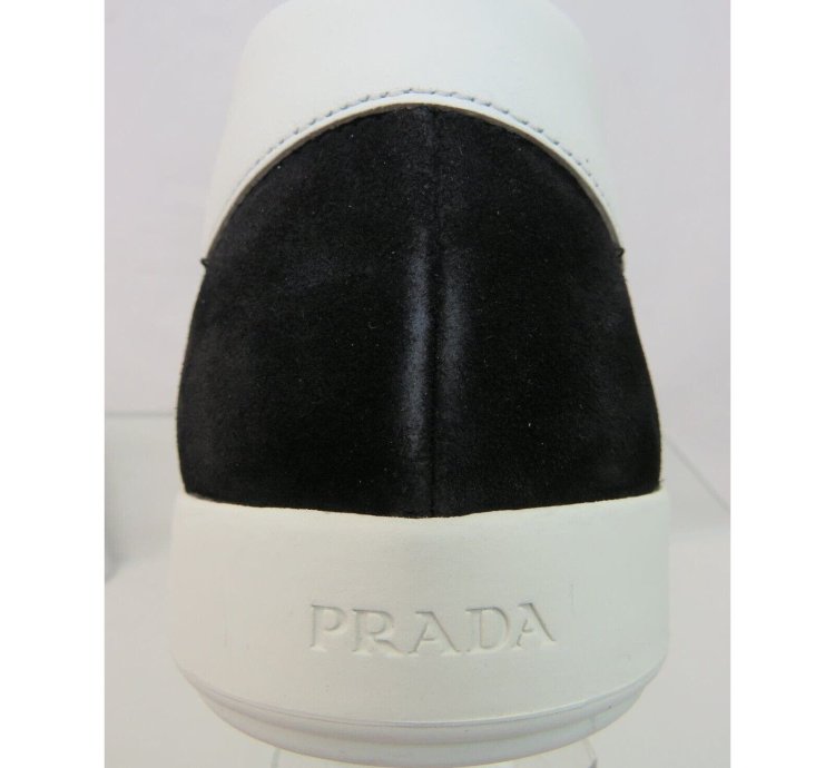 4e3466 Black Suede White Leather Logo Low Sneakers 11 Us 12