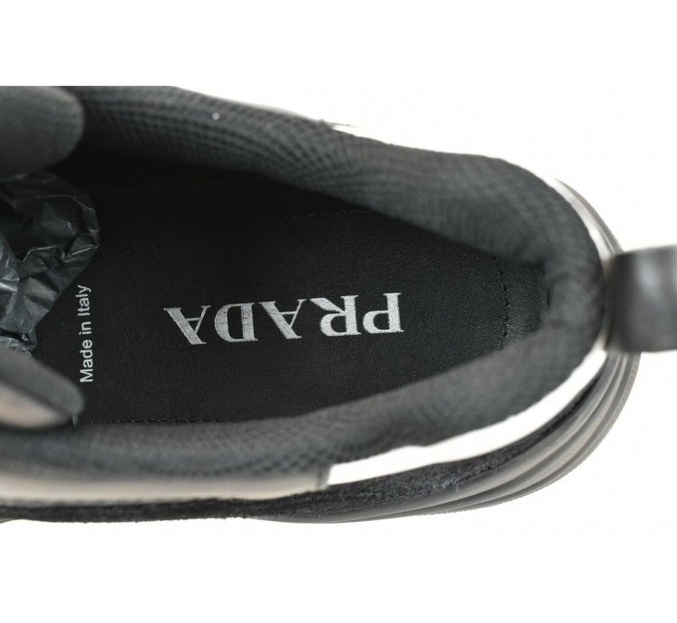 4e3490 Black Leather Suede Mesh Platform Logo Sneakers 9
