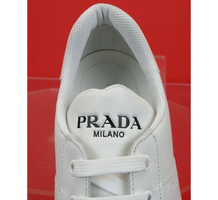 4e3501 White Leather Lace Up Logo Low Top Sneakers 7