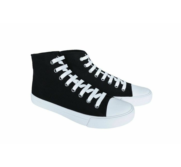 4t3557 Black Canvas Rubber Logo Hi Top Trainers Sneakers 11