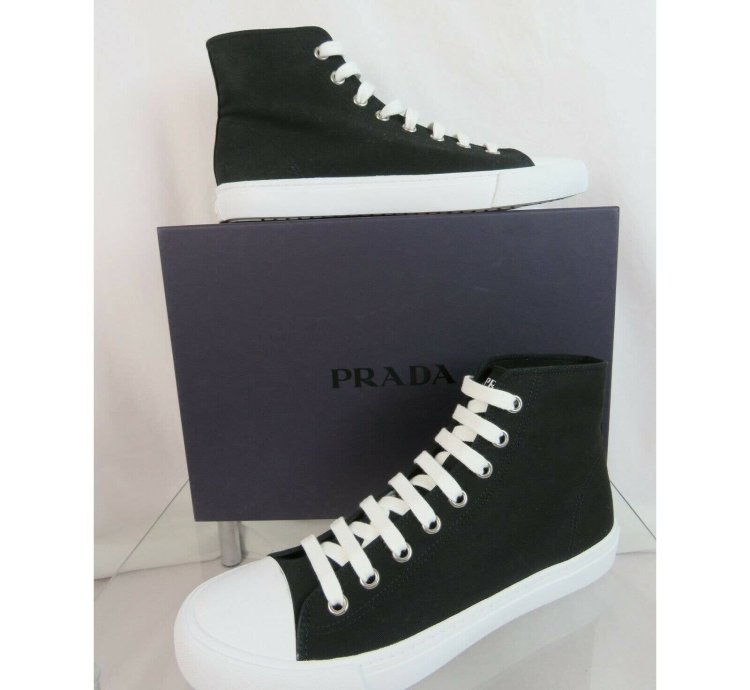 4t3557 Black Canvas Rubber Logo Hi Top Trainers Sneakers 11