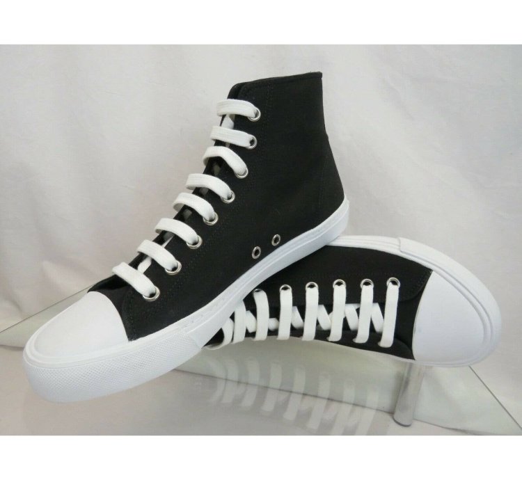 4t3557 Black Canvas Rubber Logo Hi Top Trainers Sneakers 11