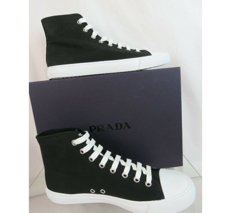 4t3557 Black Canvas Rubber Logo Hi Top Trainers Sneakers 11